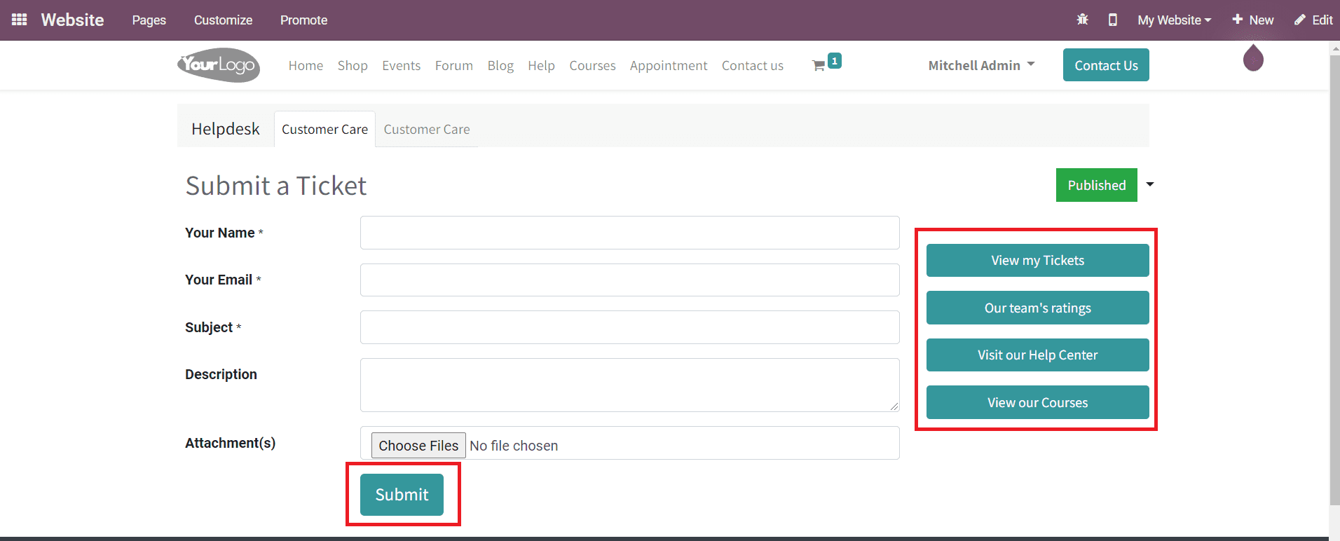 Odoo 15 Help Desk 