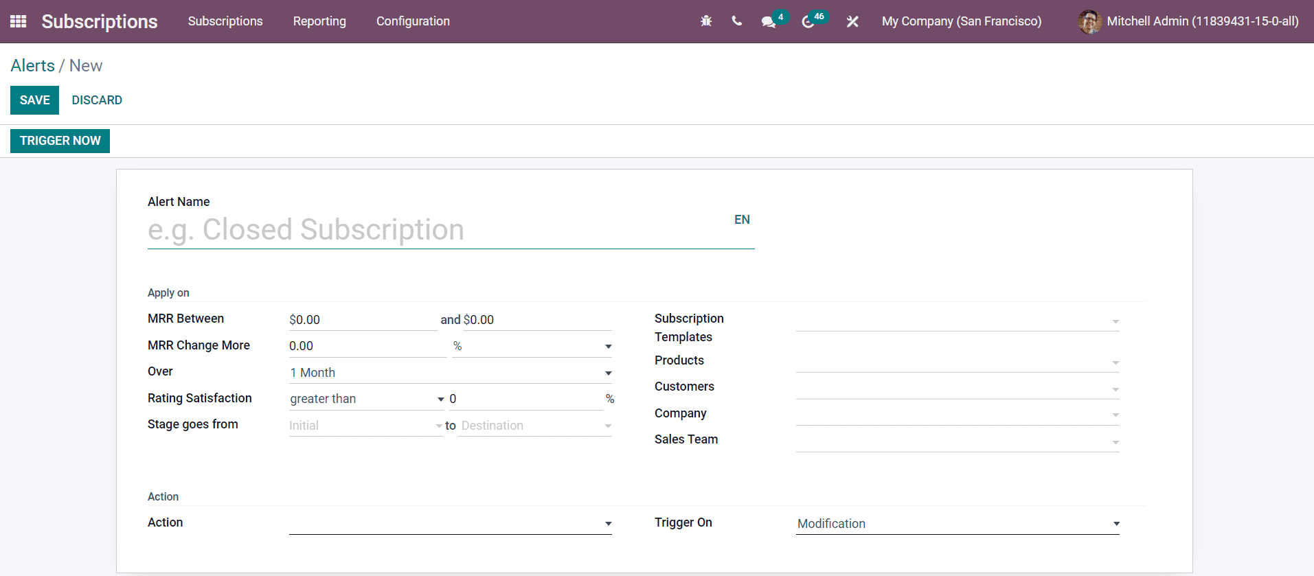 Odoo 15 subscriptions