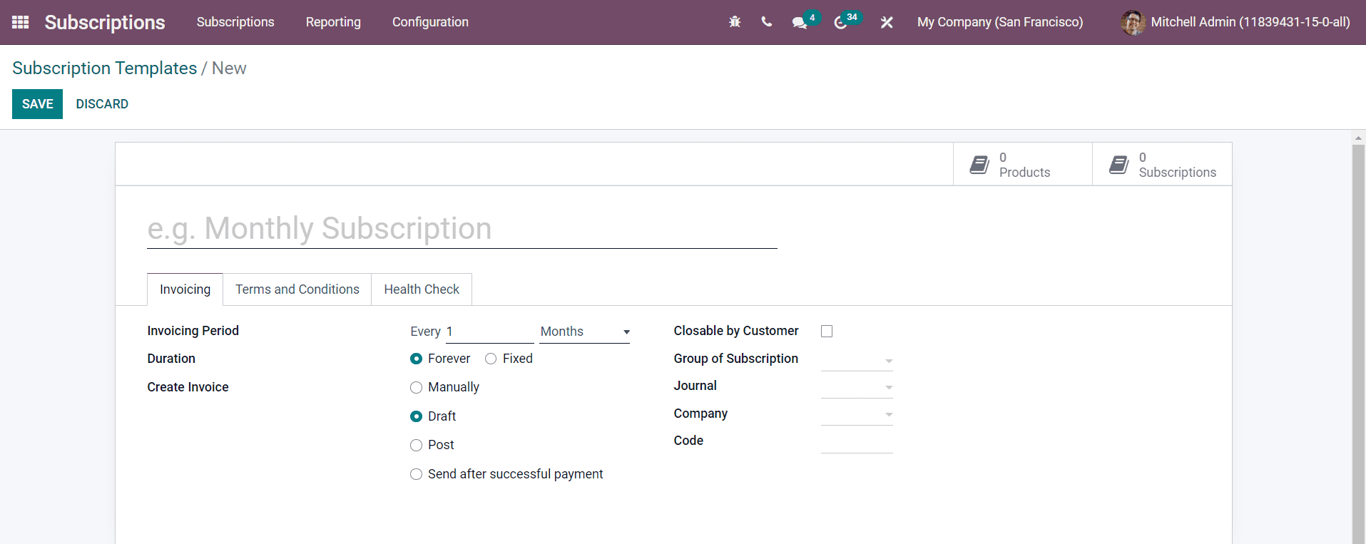 Odoo 15 subscriptions