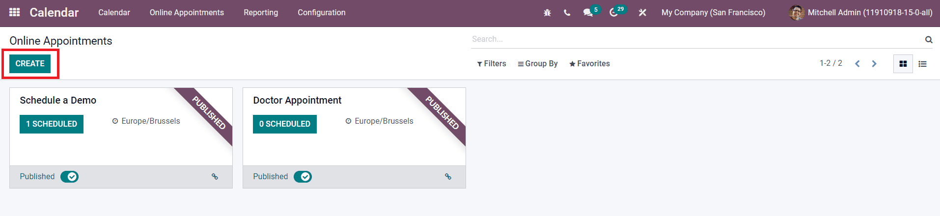 Odoo 15 Calendar