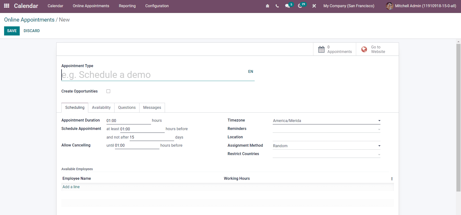 Odoo 15 Calendar