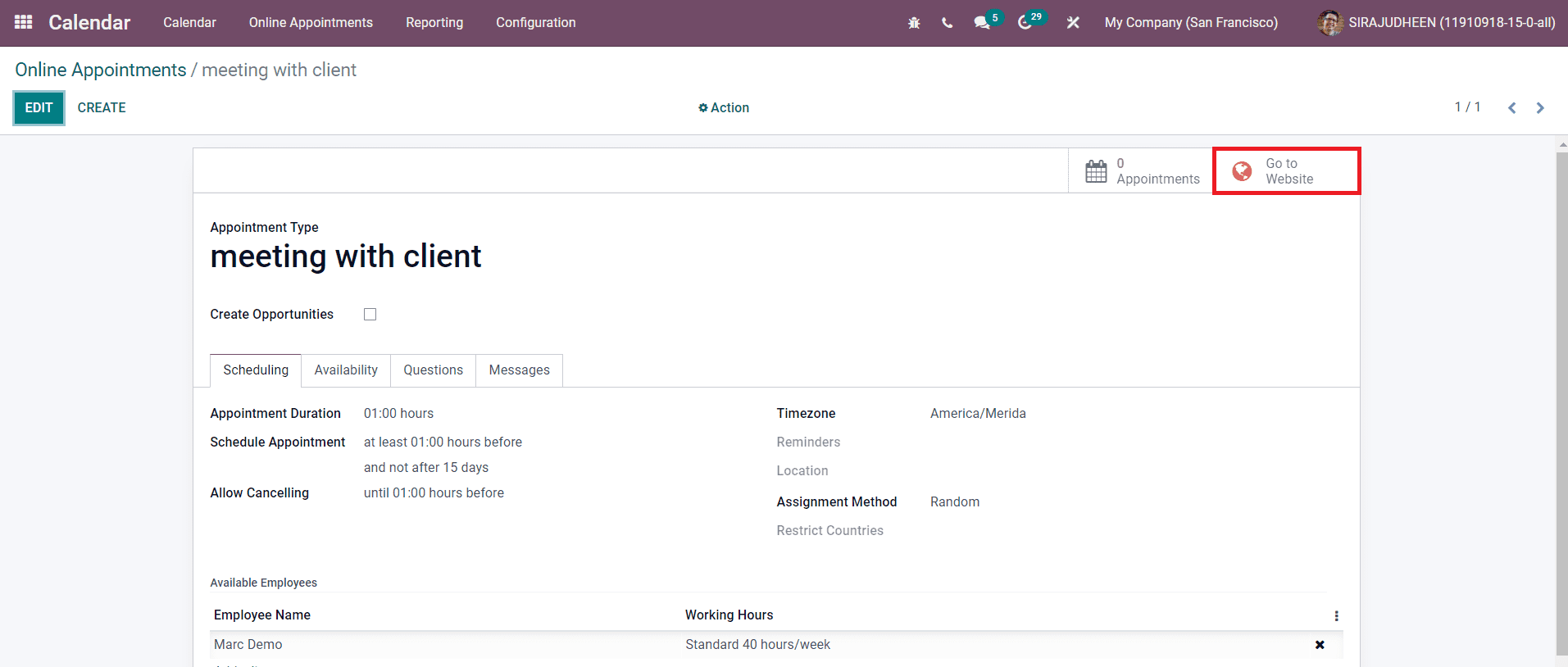 Odoo 15 Calendar