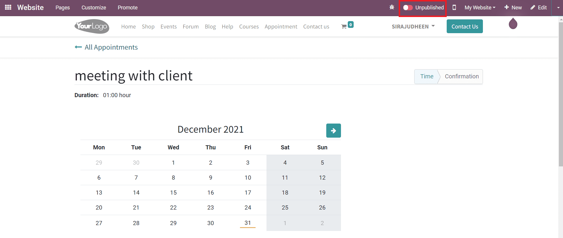 Odoo 15 Calendar