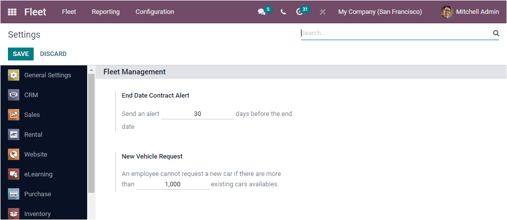 Odoo 15 Fleet Management