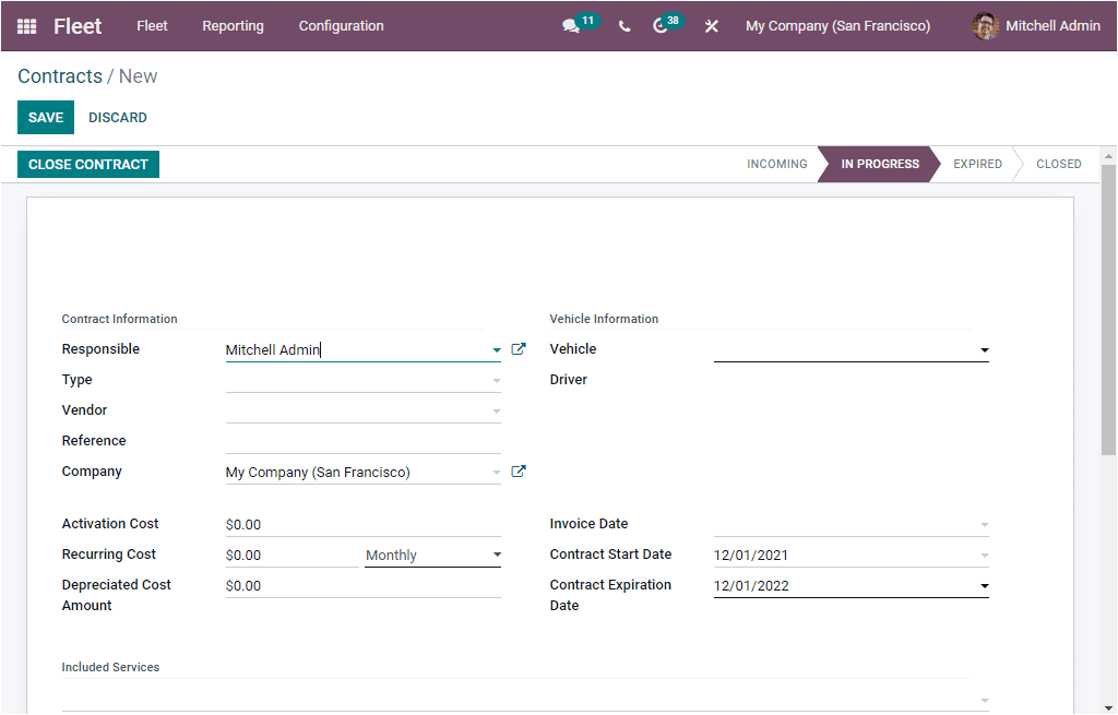 Odoo 15 Fleet Management