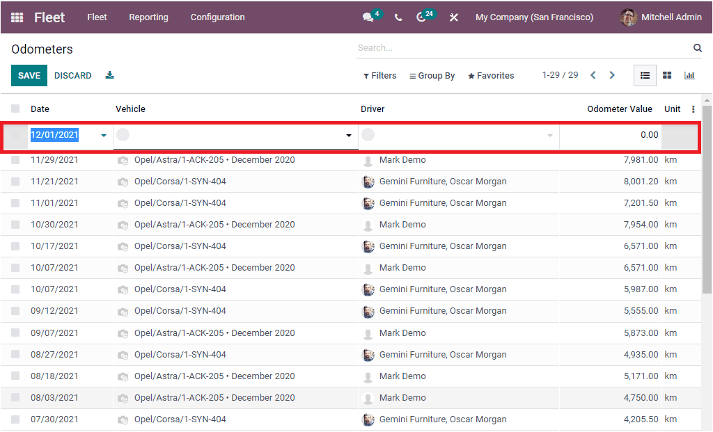 Odoo 15 Fleet Management