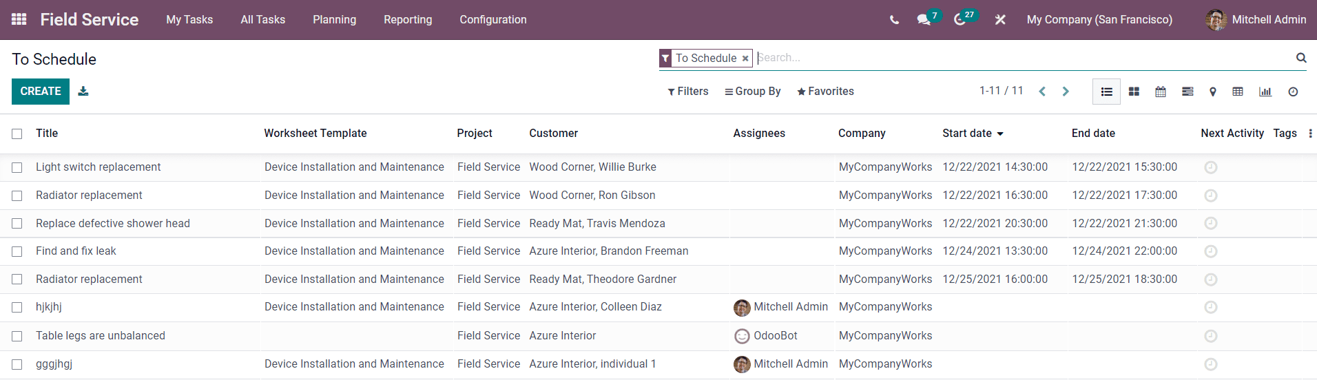 Odoo 15 Field Service