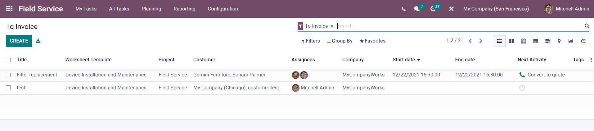 Odoo 15 Field Service