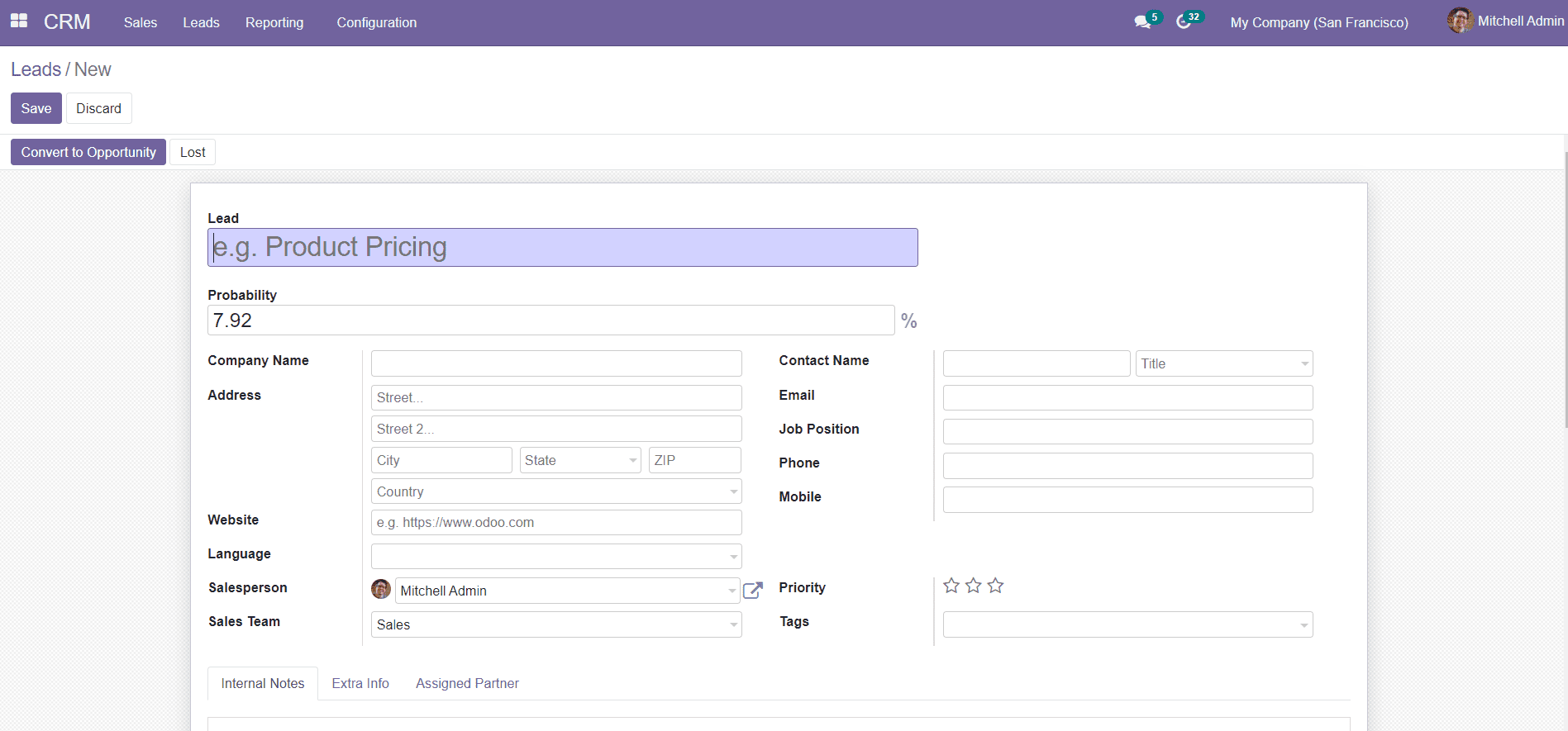 Odoo 14 CRM Module