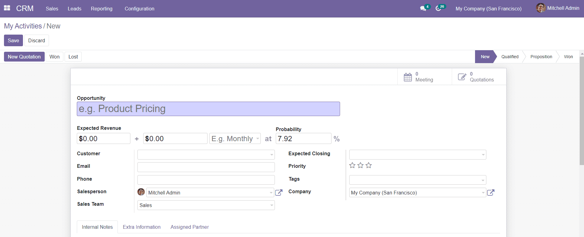 Odoo 14 CRM Module