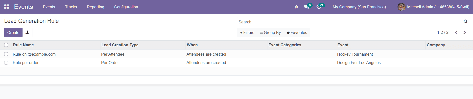 Odoo 15 events