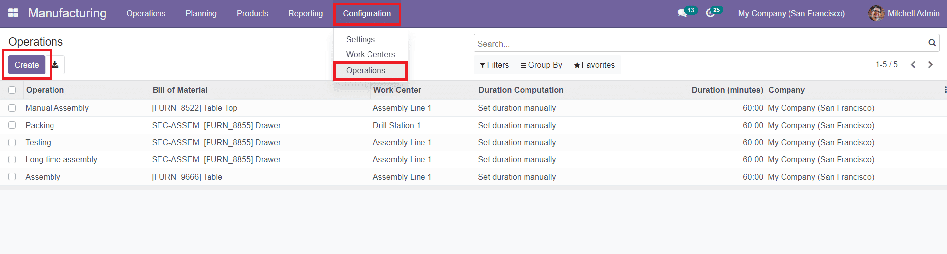 Odoo 15 manufacturing