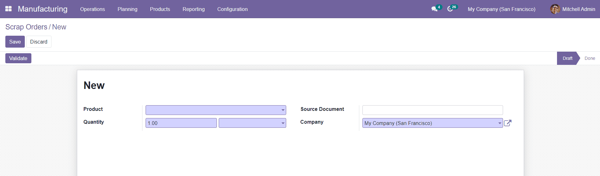 Odoo 15 manufacturing