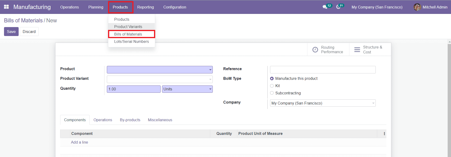 Odoo 15 manufacturing