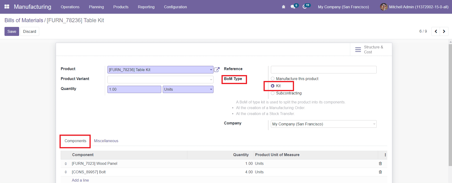 Odoo 15 manufacturing