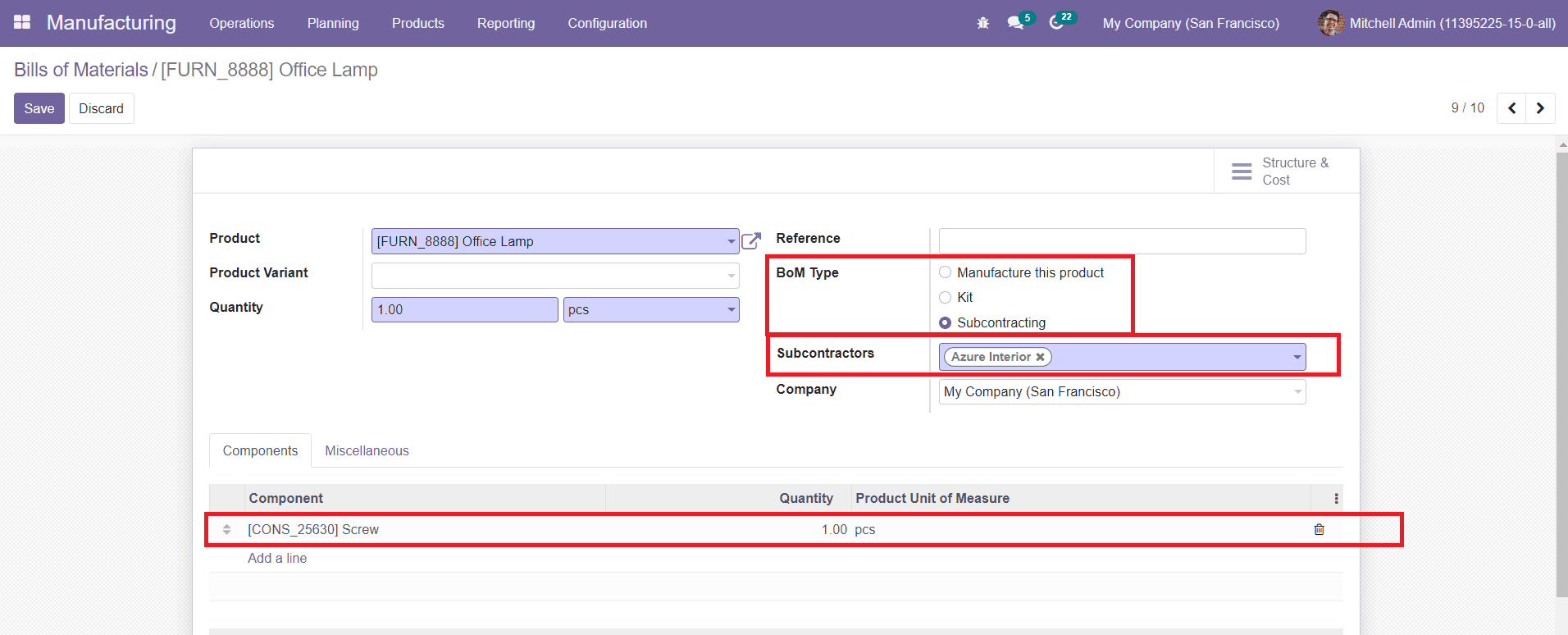 Odoo 15 manufacturing