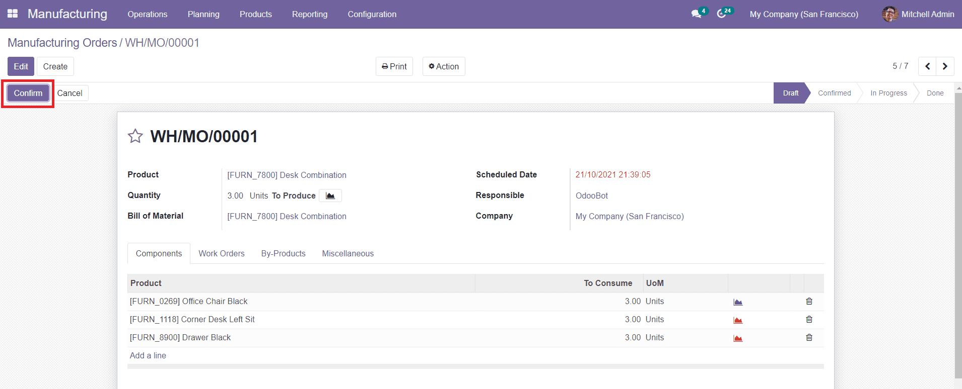 Odoo 15  manufacturing