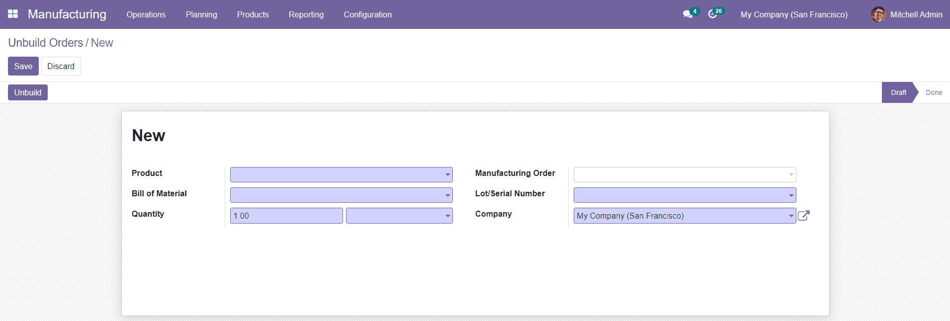 Odoo 15 manufacturing