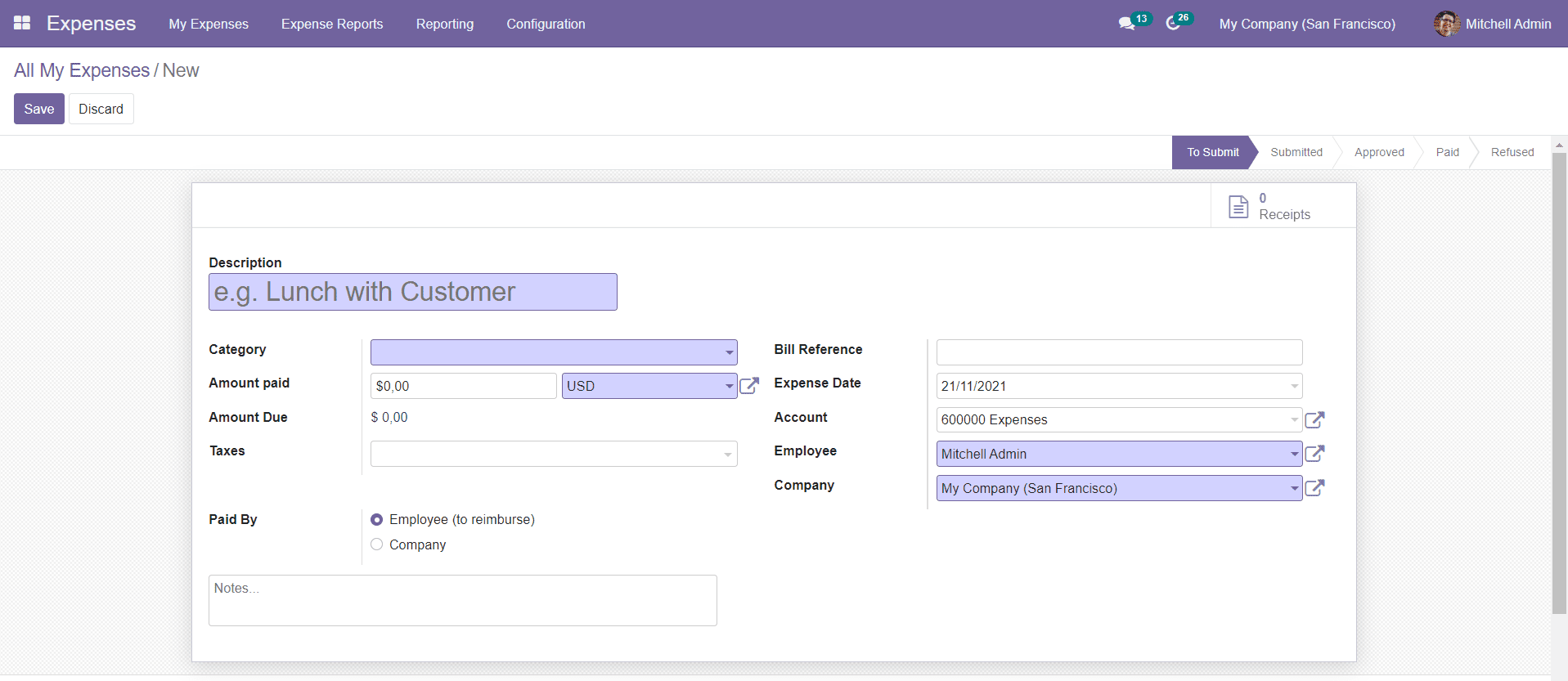 Odoo 15 Expense Management