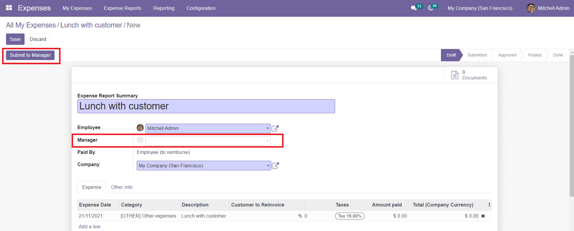 Odoo 15 Expense Management