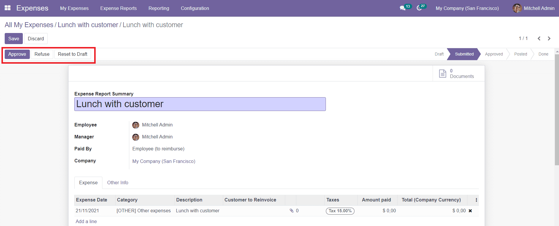 Odoo 15 Expense Management