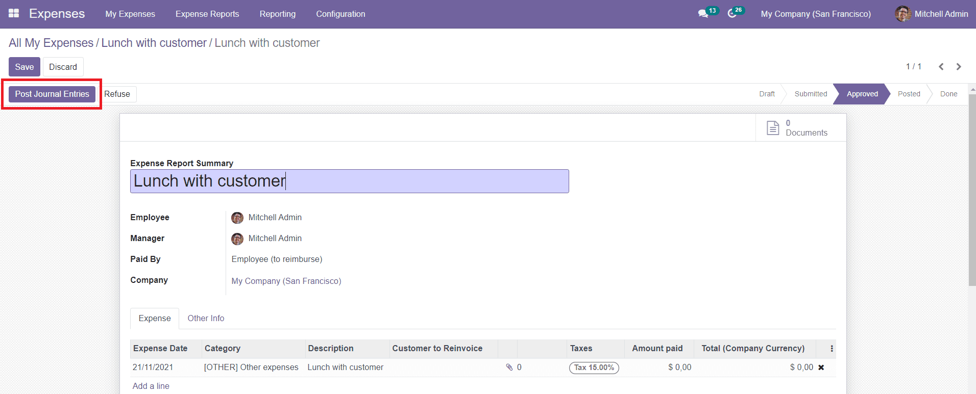 Odoo 15 Expense Management