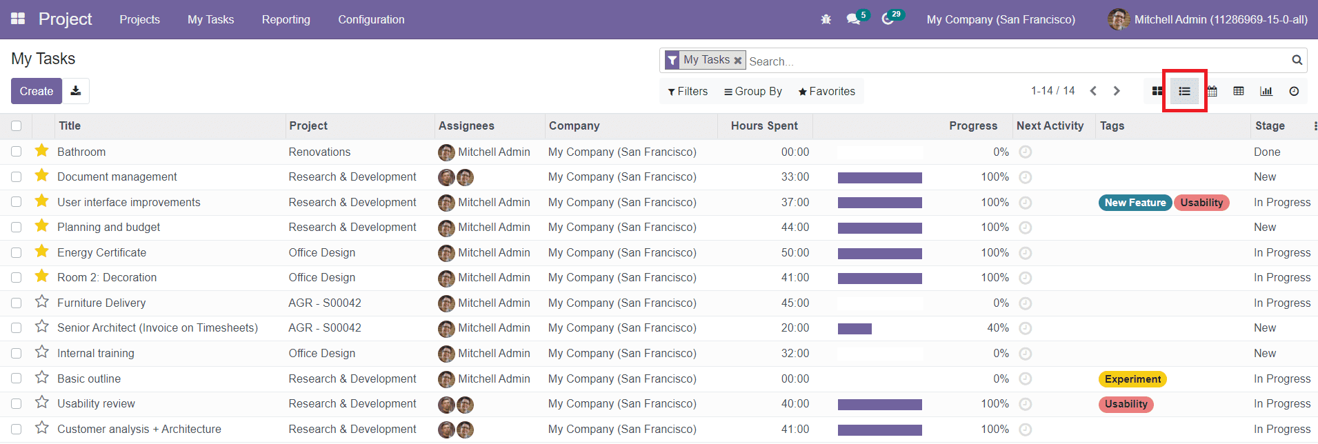 Odoo 15 Project Management