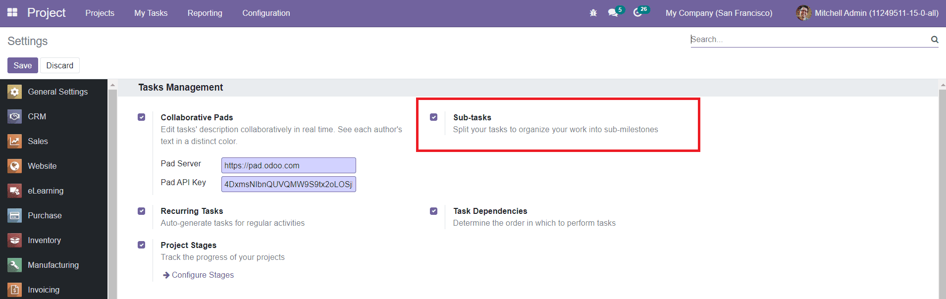 Odoo 15 Project Management