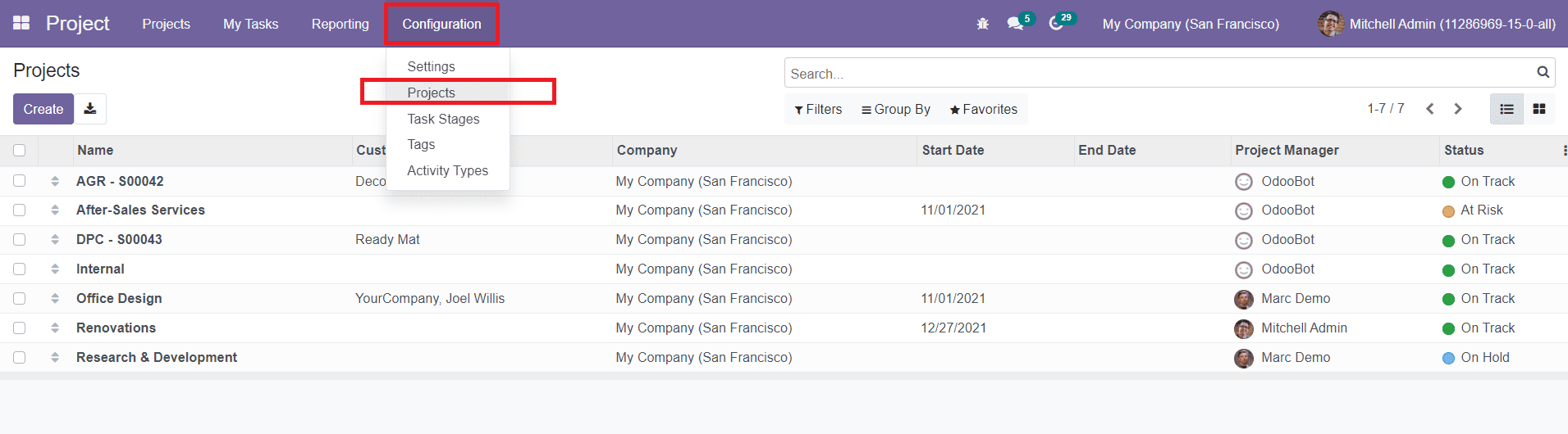 Odoo 15 Project Management